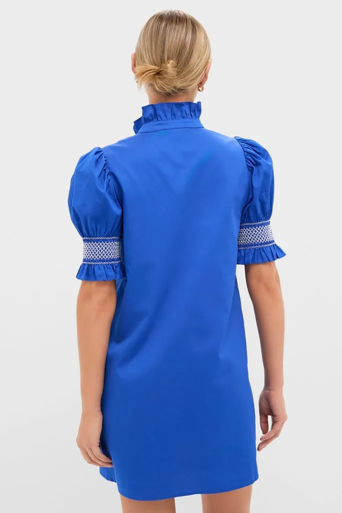 Royal Blue with White Embroidery Lou Lou Mini Dress sold by Hyacinth House product image thumbnail 4