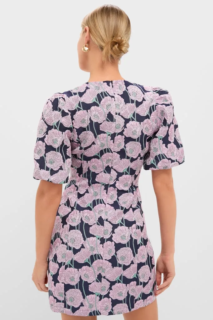 Pink & Navy Floral Jacquard Minetta Mini Dress sold by Hyacinth House product image thumbnail 4