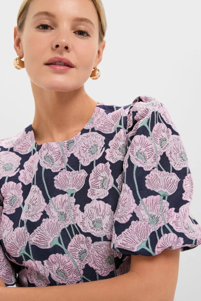 Pink & Navy Floral Jacquard Minetta Mini Dress sold by Hyacinth House product image thumbnail 5