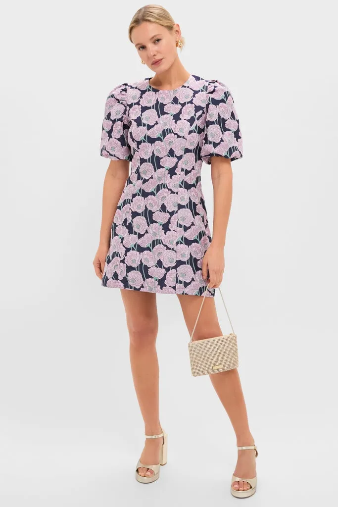 Pink & Navy Floral Jacquard Minetta Mini Dress sold by Hyacinth House product image thumbnail 2