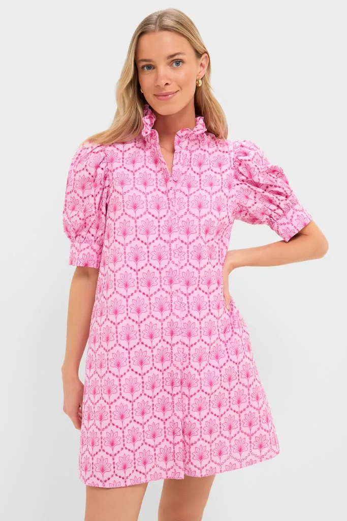 Pink Palm Eyelet Louisa Mini Dress sold by Hyacinth House