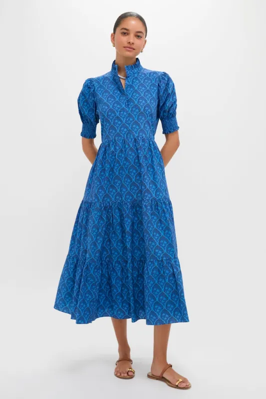Navy & Cerulean Floral Bennett Midi Dress made by Hyacinth House
