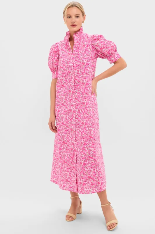 Pink Poppies Floral Louisa Maxi Dress made by Hyacinth House