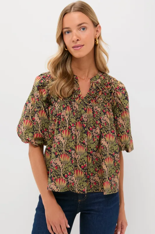 Black Multi Floral Frida Blouse made by Hyacinth House