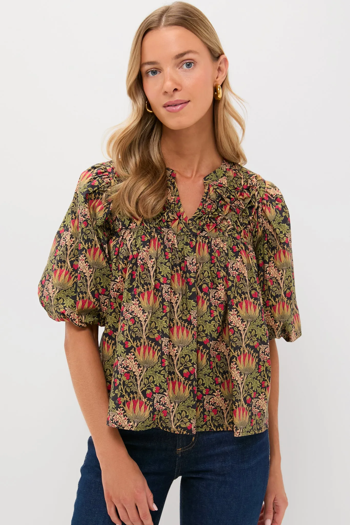 Black Multi Floral Frida Blouse sold by Hyacinth House