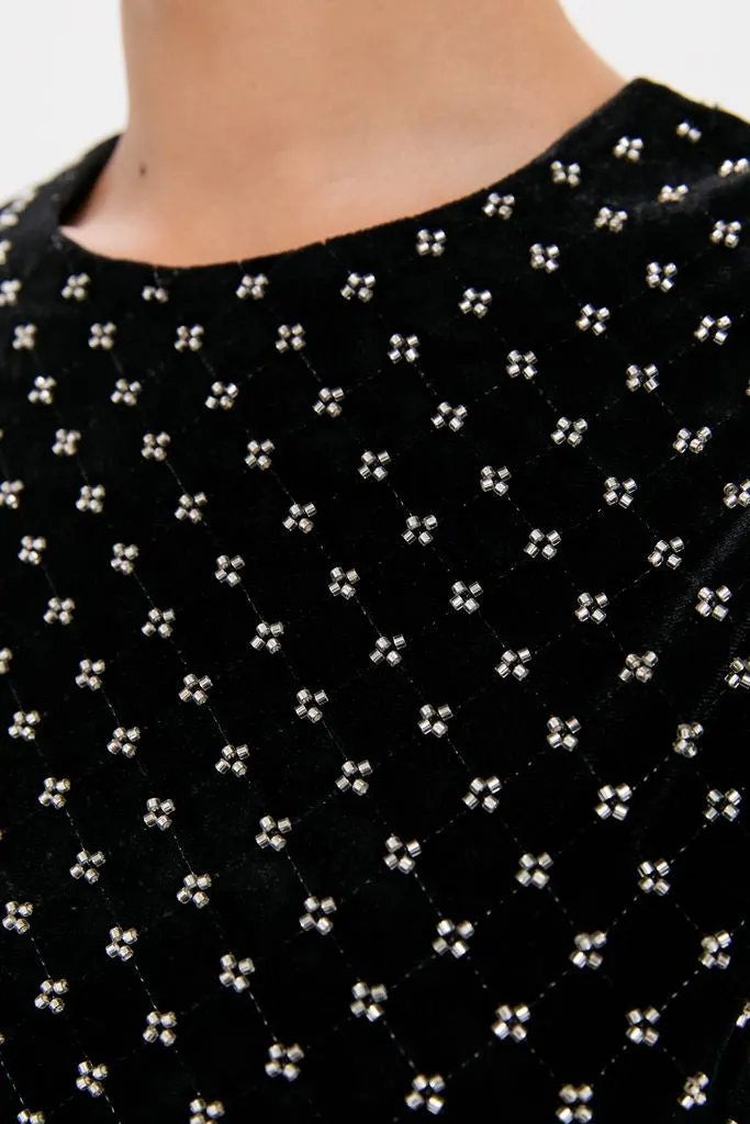 Black Embellished Velvet Antonia Maxi Dress sold by Hyacinth House product image thumbnail 2