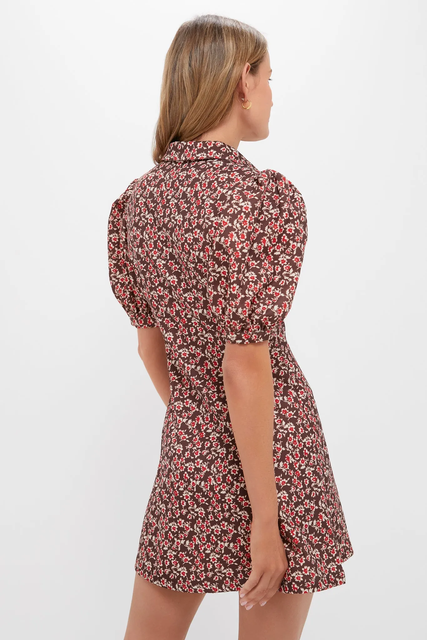 Brown & Red Floral Corduroy Front Zip Mini Dress sold by Hyacinth House product image thumbnail 4