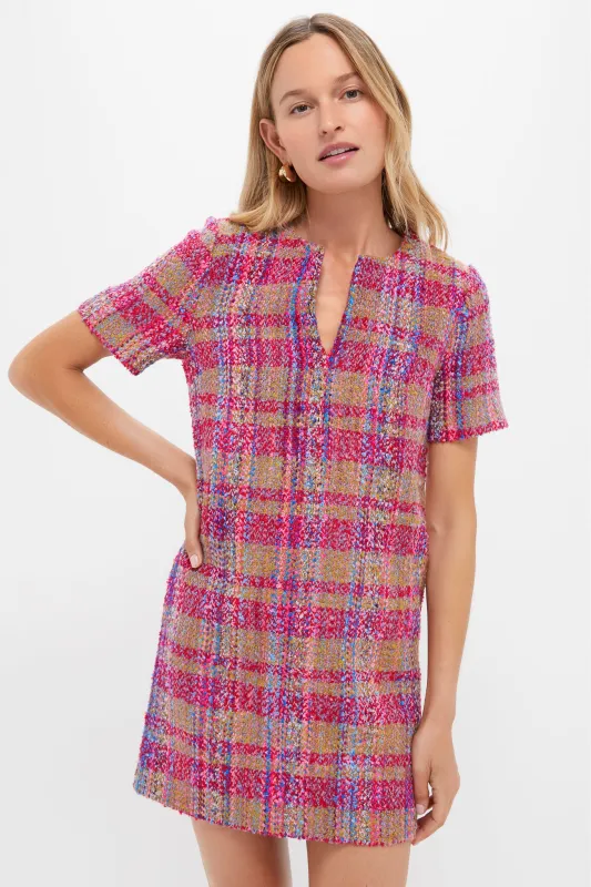 Pink Multi Tweed Eadie Mini Dress made by Hyacinth House