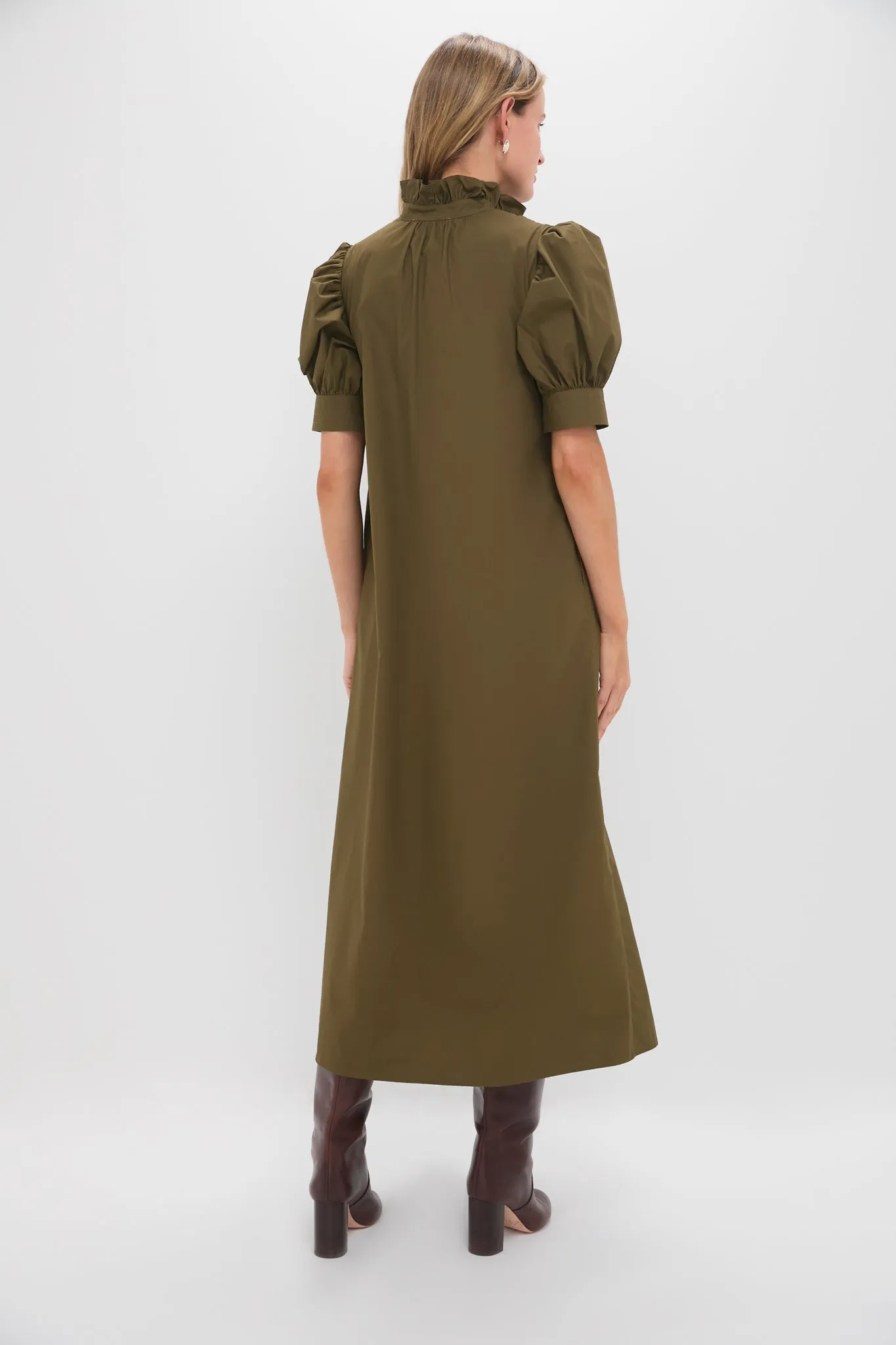 Olive Green Ruffle Collar Louisa Maxi Dress sold by Hyacinth House product image thumbnail 4
