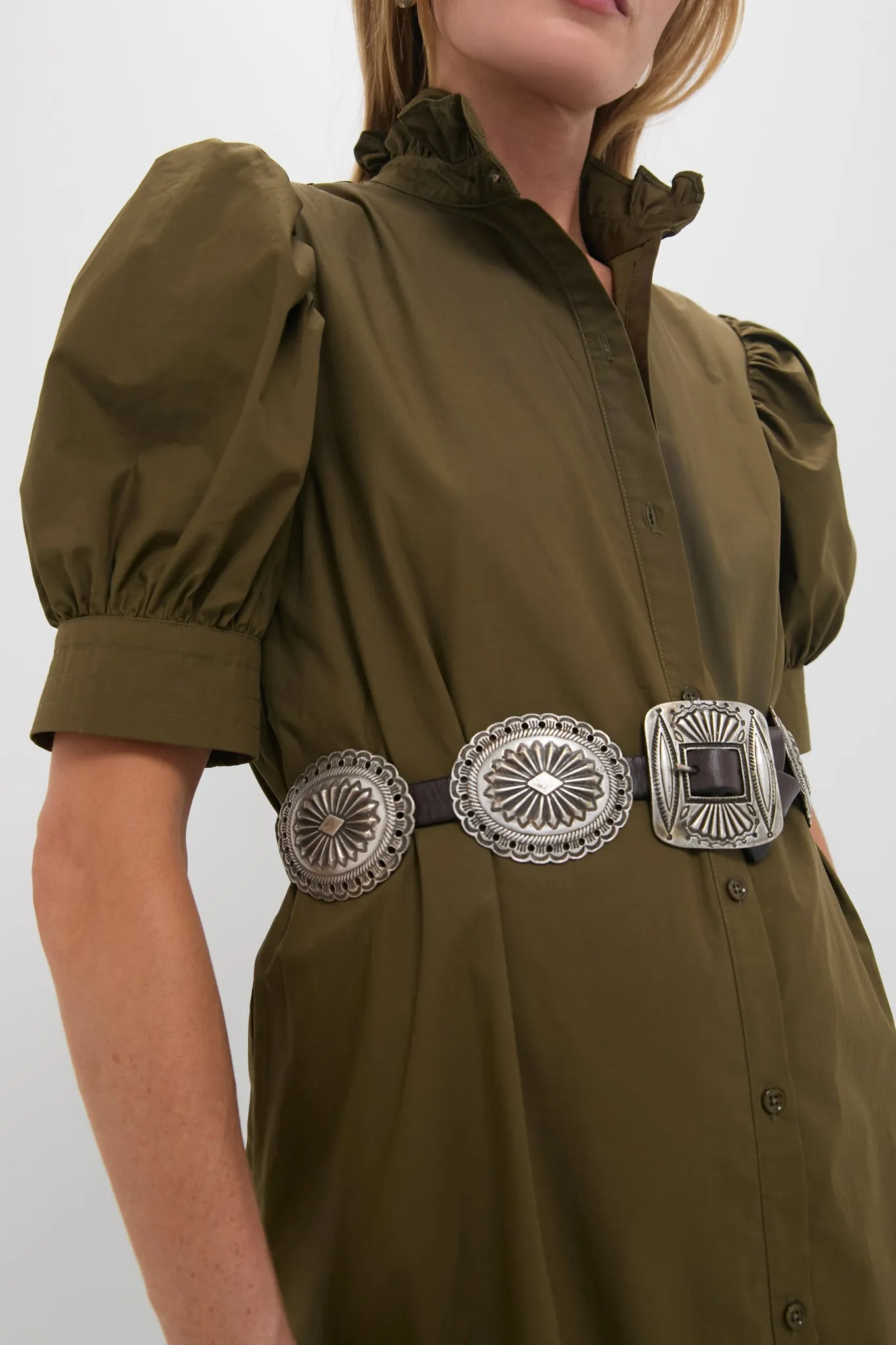 Olive Green Ruffle Collar Louisa Maxi Dress sold by Hyacinth House product image thumbnail 2