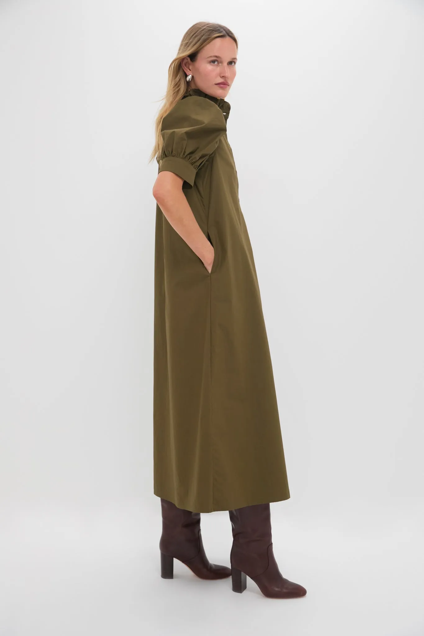 Olive Green Ruffle Collar Louisa Maxi Dress sold by Hyacinth House product image thumbnail 3