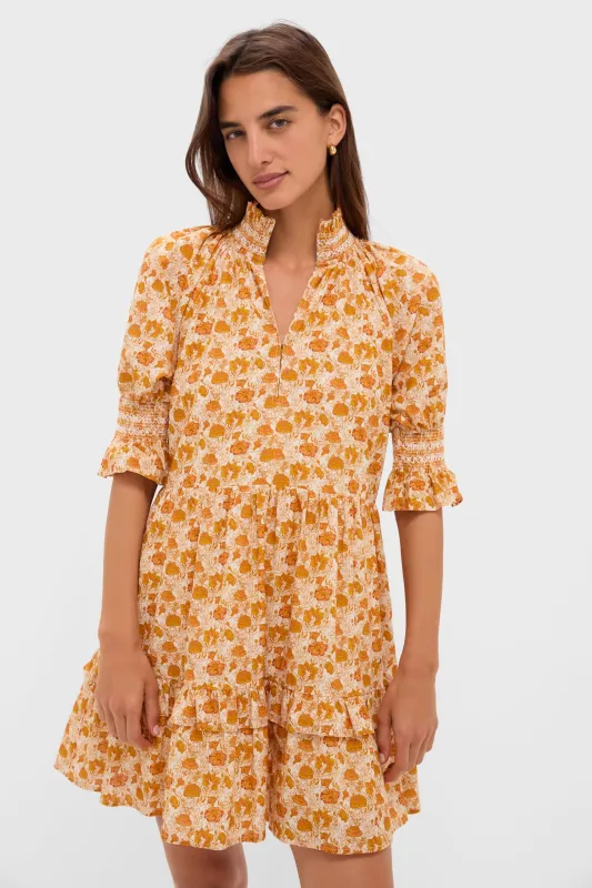 Burnt Orange Floral Sawyer Mini Dress made by Hyacinth House