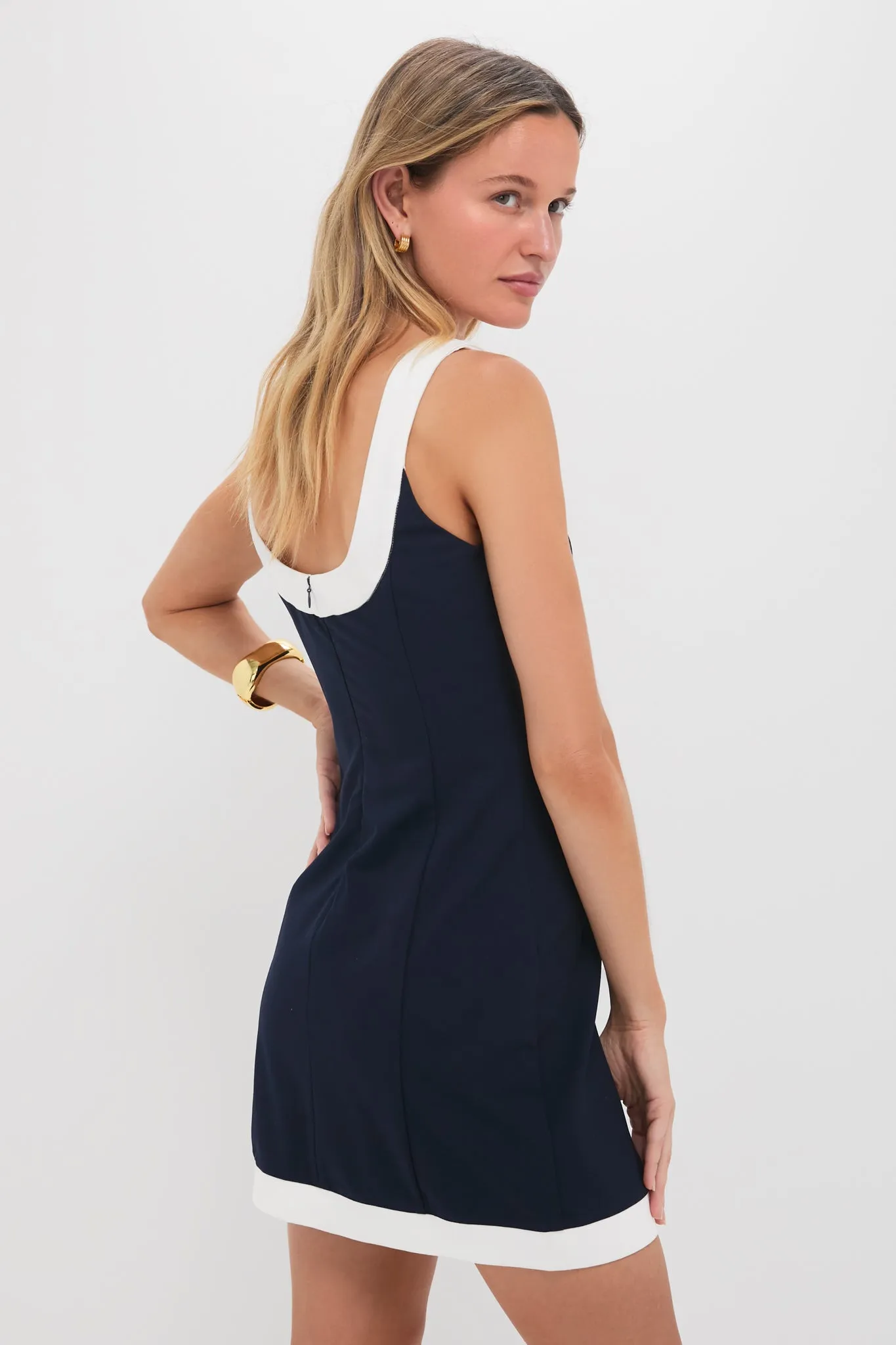 Navy with White Trim Pontius Mini Dress sold by Hyacinth House product image thumbnail 4