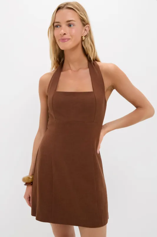 Brown Linen Balliet Mini Dress made by Hyacinth House