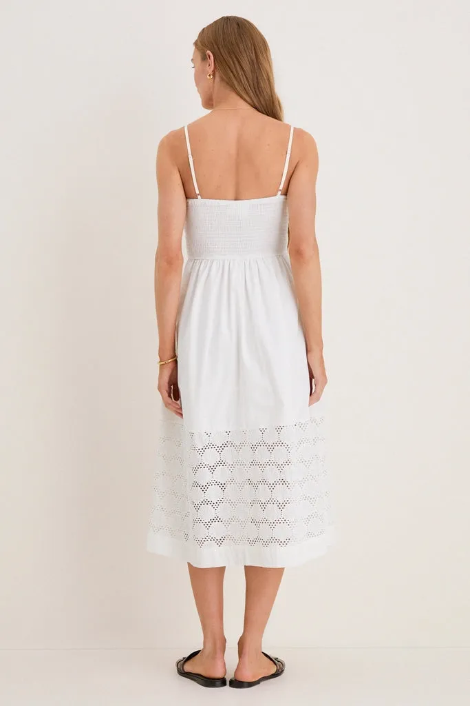 White Smocked Seashell Embroidery Harbor Dress sold by Hyacinth House product image thumbnail 5