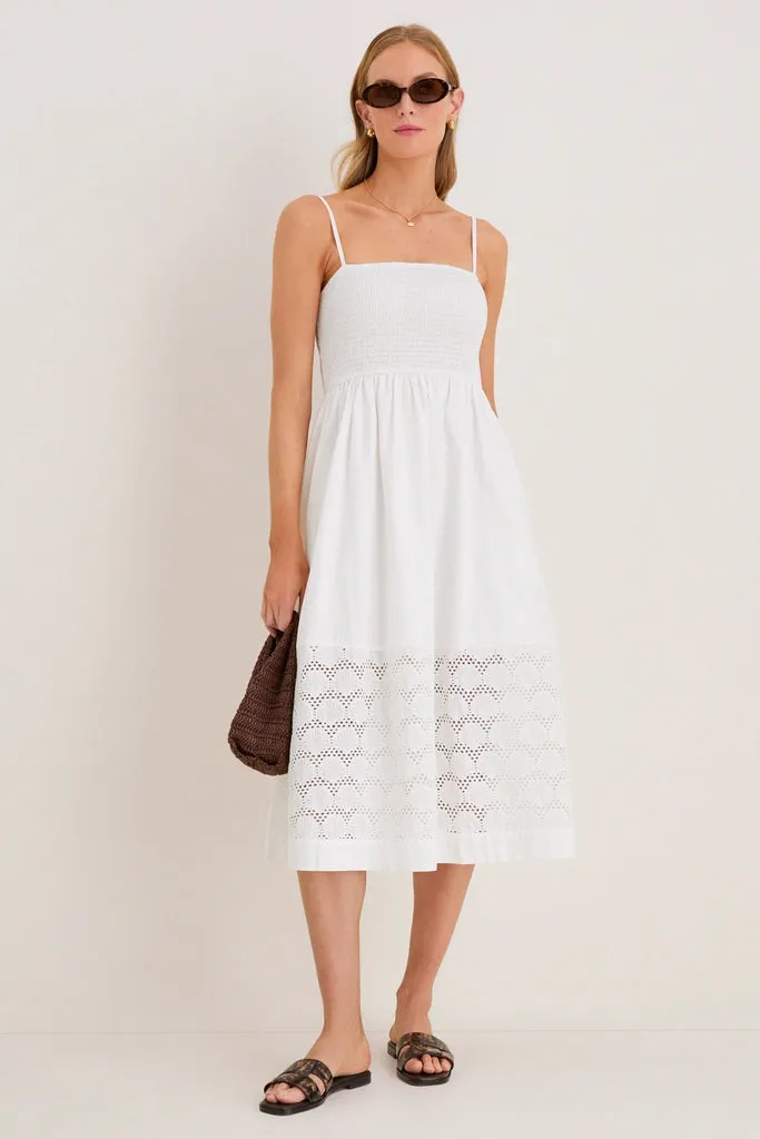 White Smocked Seashell Embroidery Harbor Dress sold by Hyacinth House product image thumbnail 3
