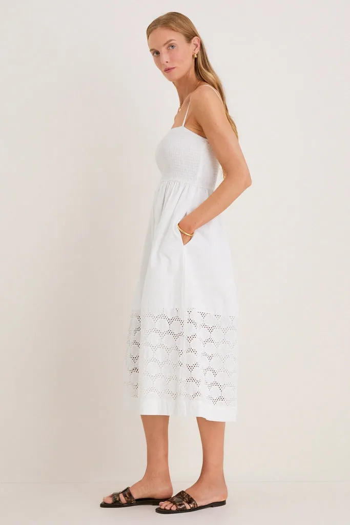 White Smocked Seashell Embroidery Harbor Dress sold by Hyacinth House product image thumbnail 4