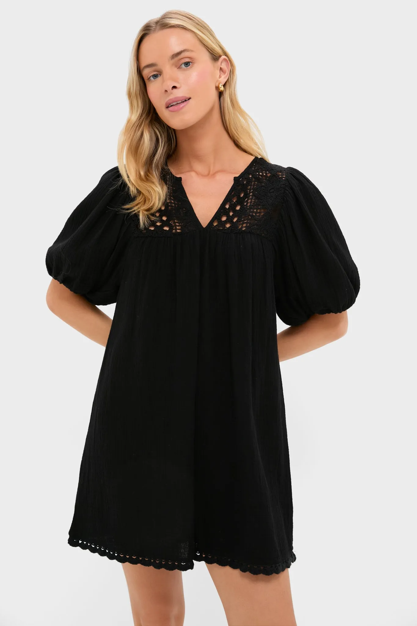 Black Crochet Diana Mini Dress sold by Hyacinth House