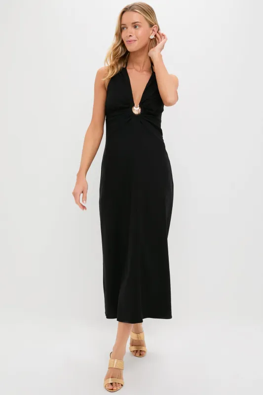 Black Seashell Dionis Midi Dress made by Hyacinth House