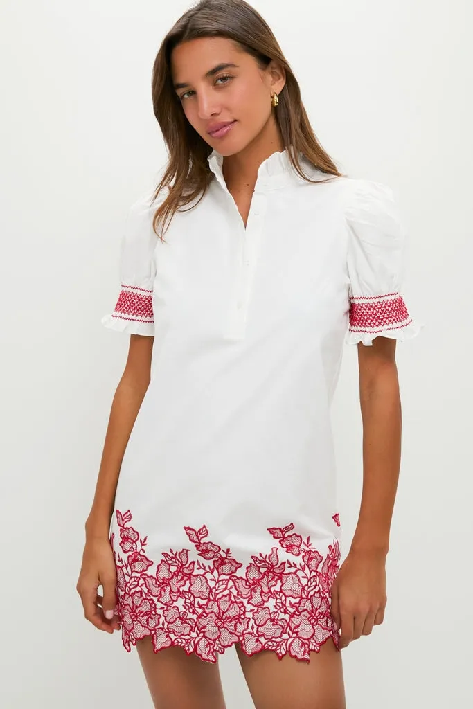 White & Red Embroidery Eliza Mini Dress sold by Hyacinth House