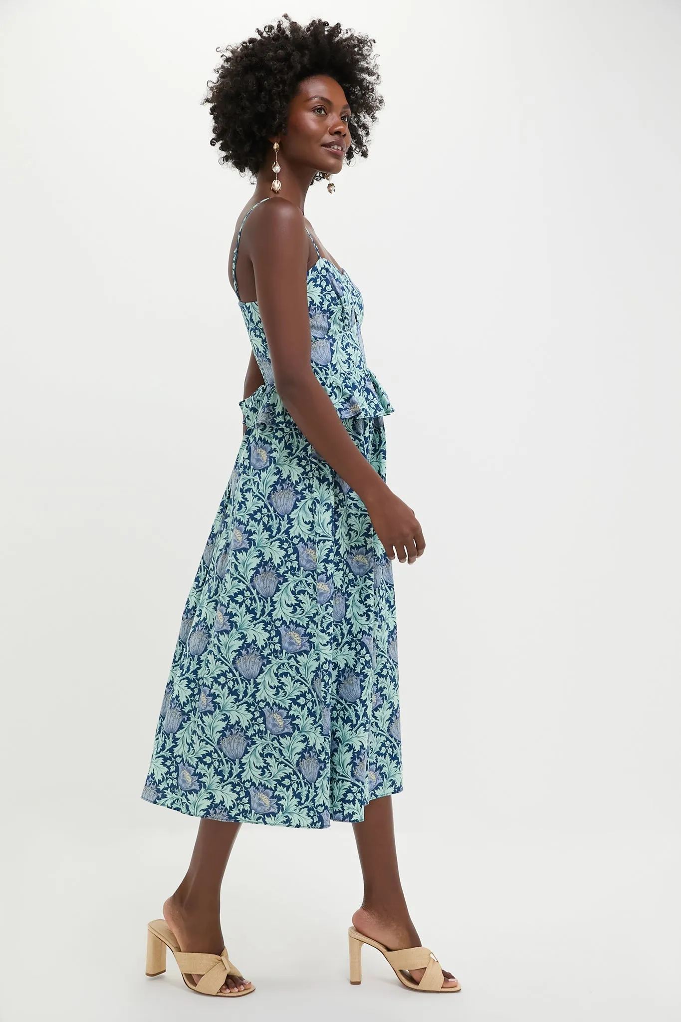 Blue Leafy Floral Maeve Midi Dress sold by Hyacinth House product image thumbnail 3