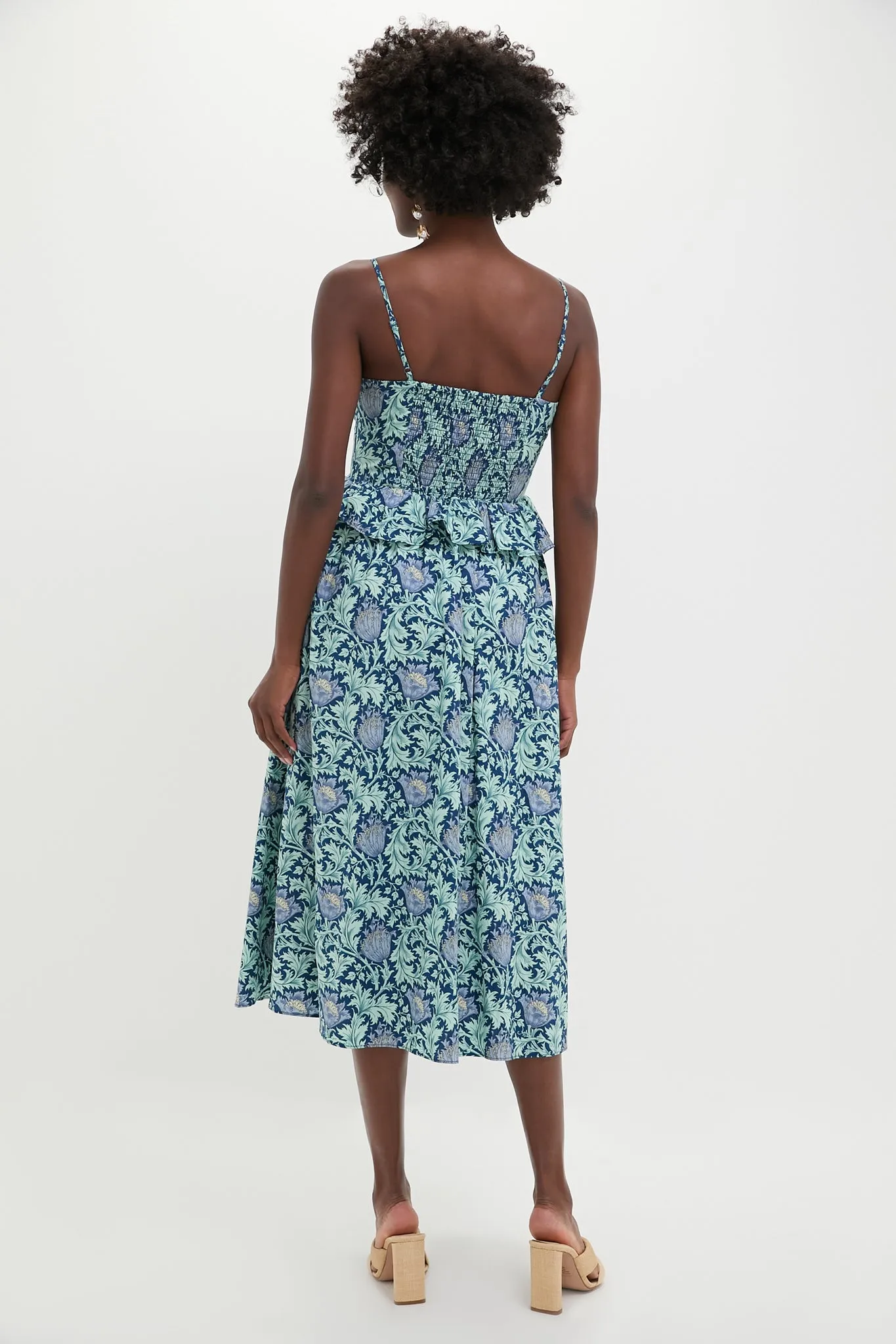 Blue Leafy Floral Maeve Midi Dress sold by Hyacinth House product image thumbnail 4