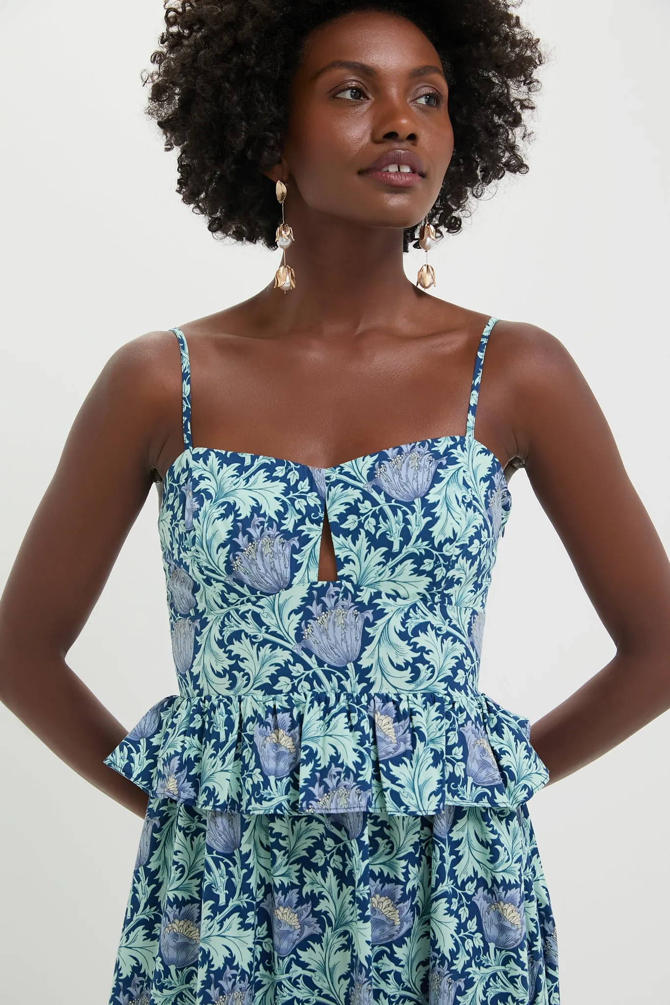 Blue Leafy Floral Maeve Midi Dress sold by Hyacinth House product image thumbnail 2