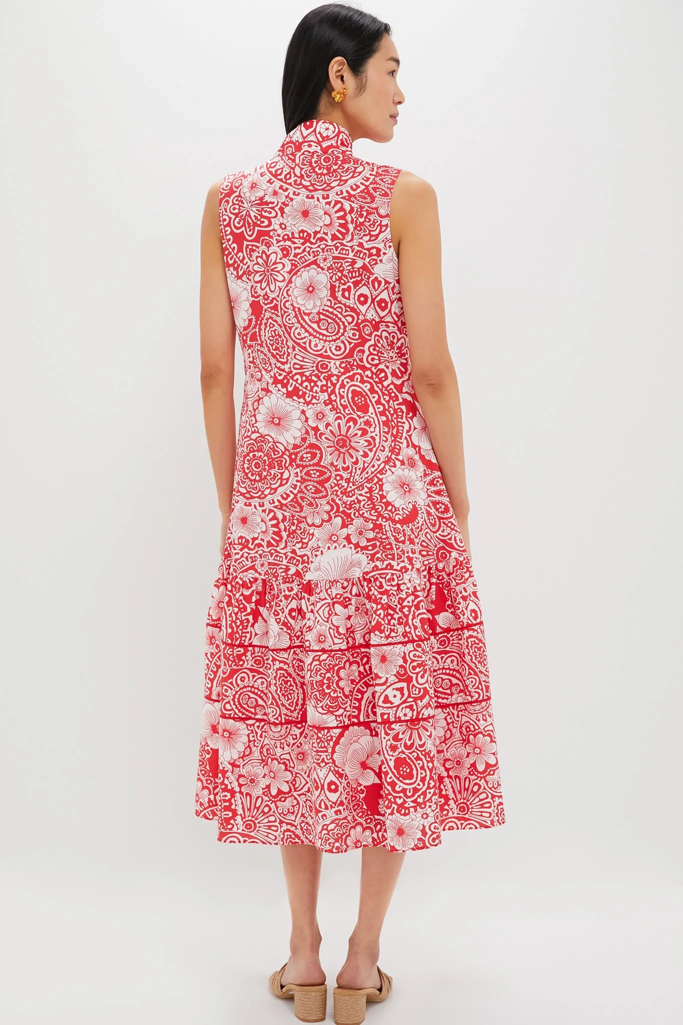 Sleeveless Red & White Floral Hillsborough Midi Dress sold by Hyacinth House product image thumbnail 4