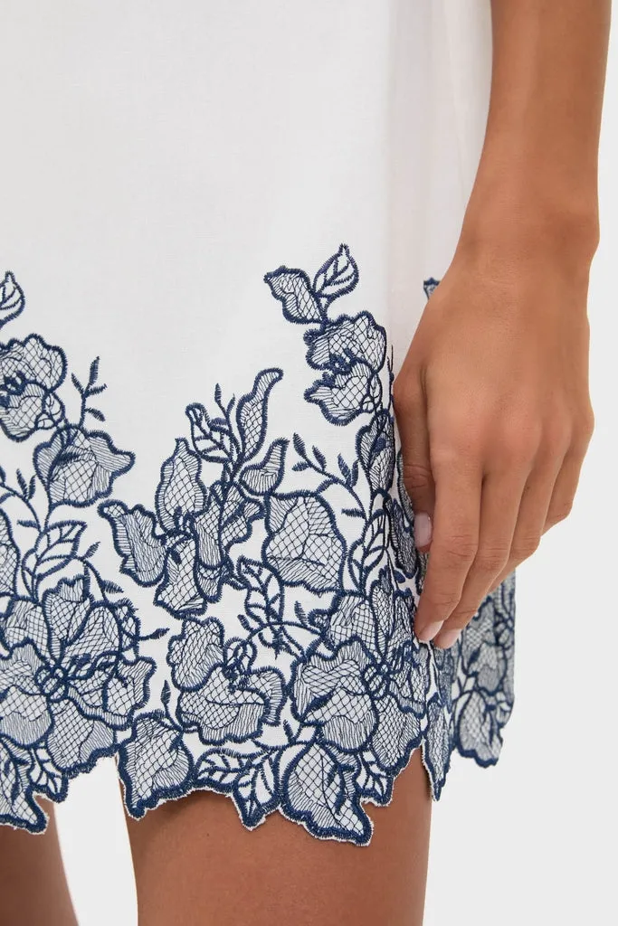 White & Navy Embroidery Mimi Mini Dress sold by Hyacinth House product image thumbnail 5