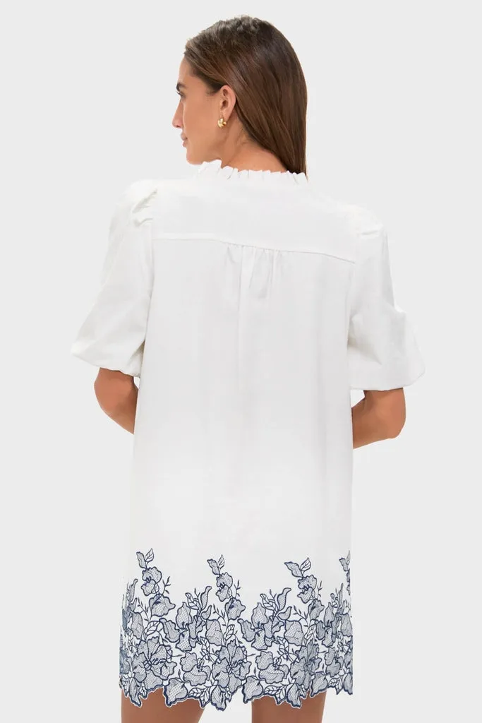 White & Navy Embroidery Mimi Mini Dress sold by Hyacinth House product image thumbnail 4