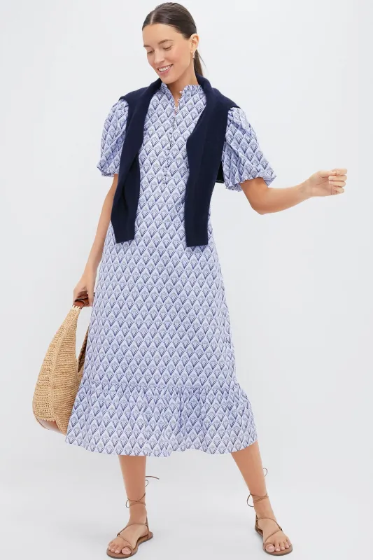 Periwinkle Trellis Floral Mimi Midi Dress made by Hyacinth House