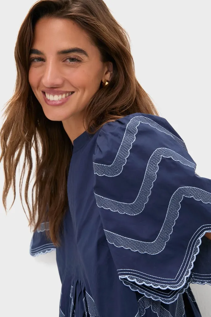 Navy Embroidered Weston Mini Dress sold by Hyacinth House product image thumbnail 5