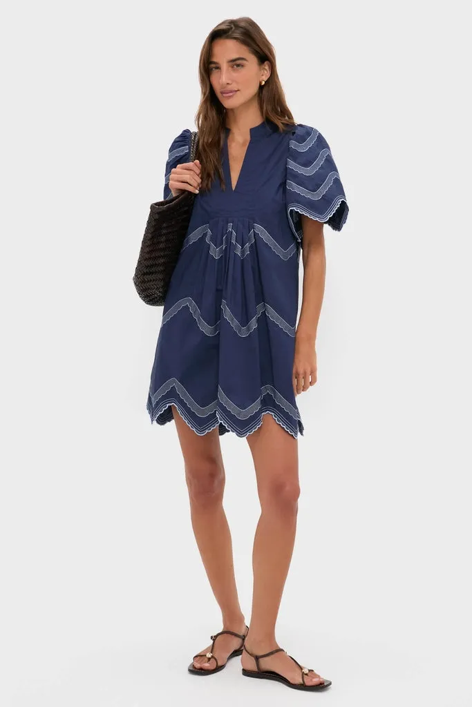 Navy Embroidered Weston Mini Dress sold by Hyacinth House product image thumbnail 2