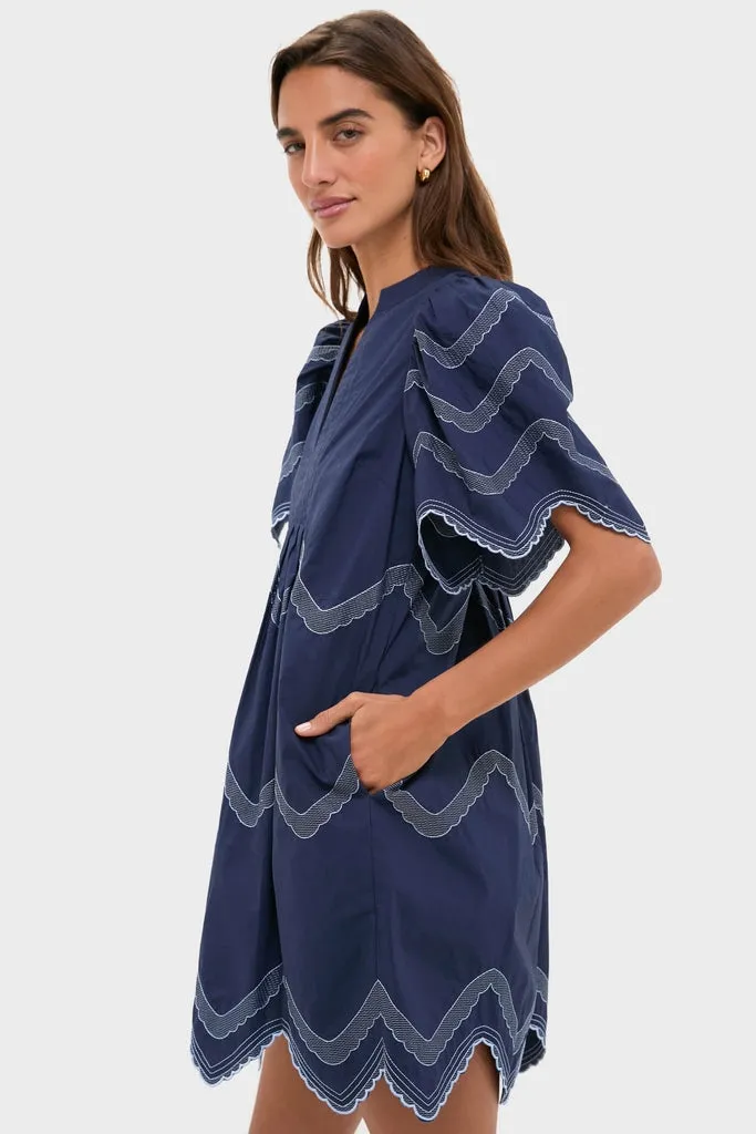 Navy Embroidered Weston Mini Dress sold by Hyacinth House product image thumbnail 3