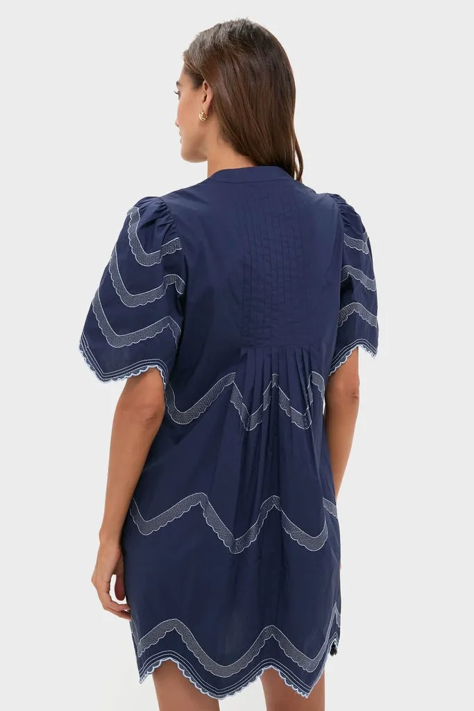 Navy Embroidered Weston Mini Dress sold by Hyacinth House product image thumbnail 4