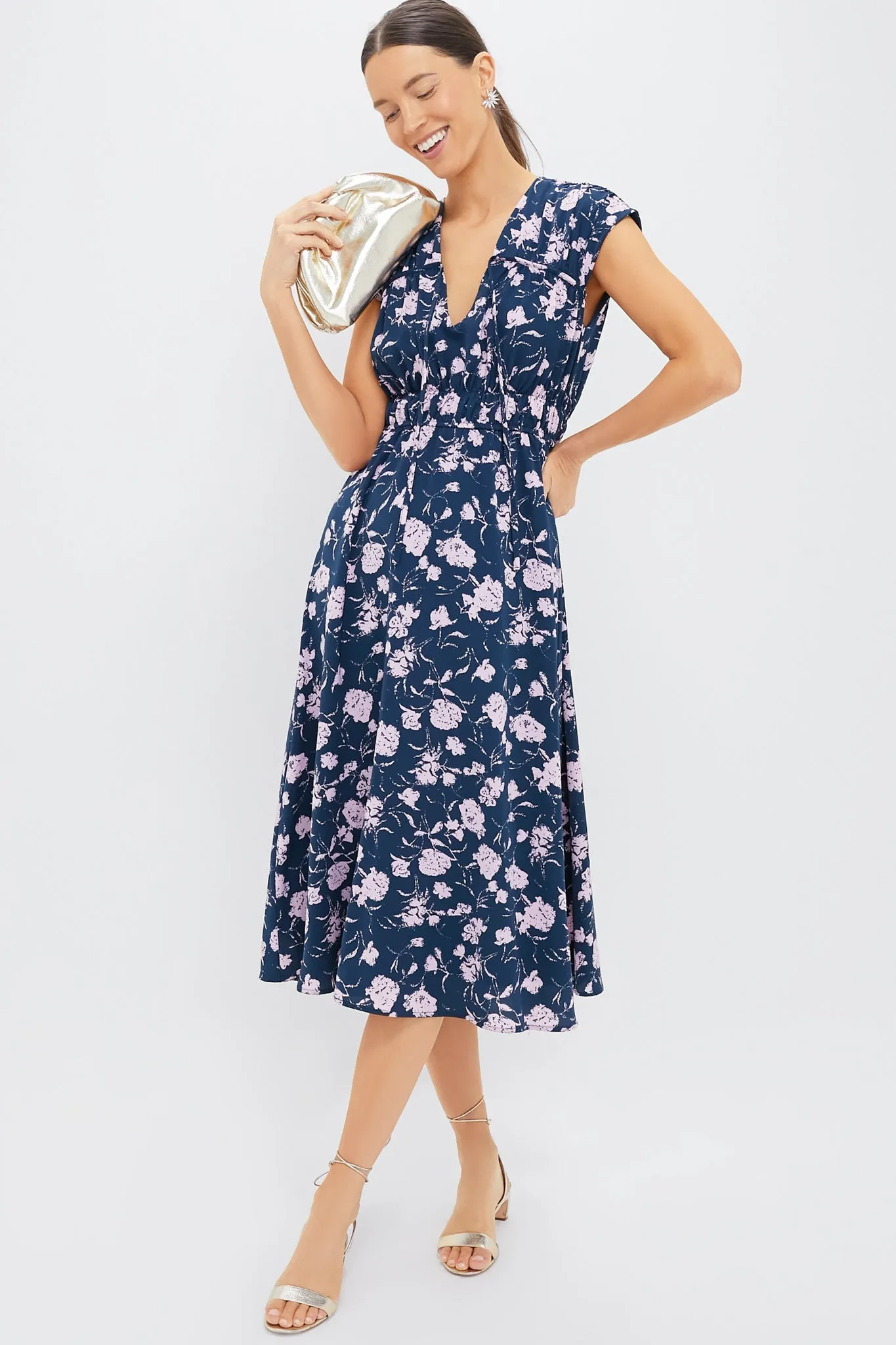 Navy & Blush Abstract Floral Amanda Midi Dress sold by Hyacinth House product image thumbnail 2