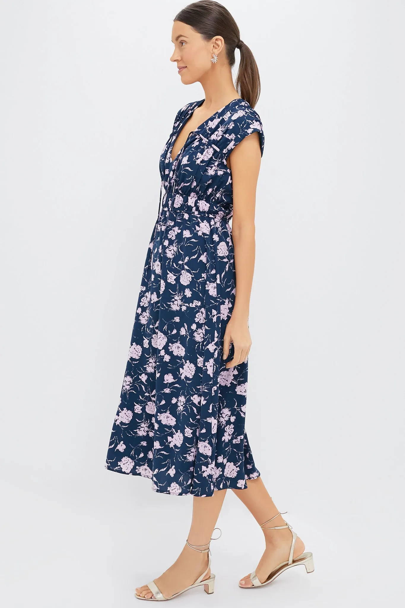 Navy & Blush Abstract Floral Amanda Midi Dress sold by Hyacinth House product image thumbnail 3