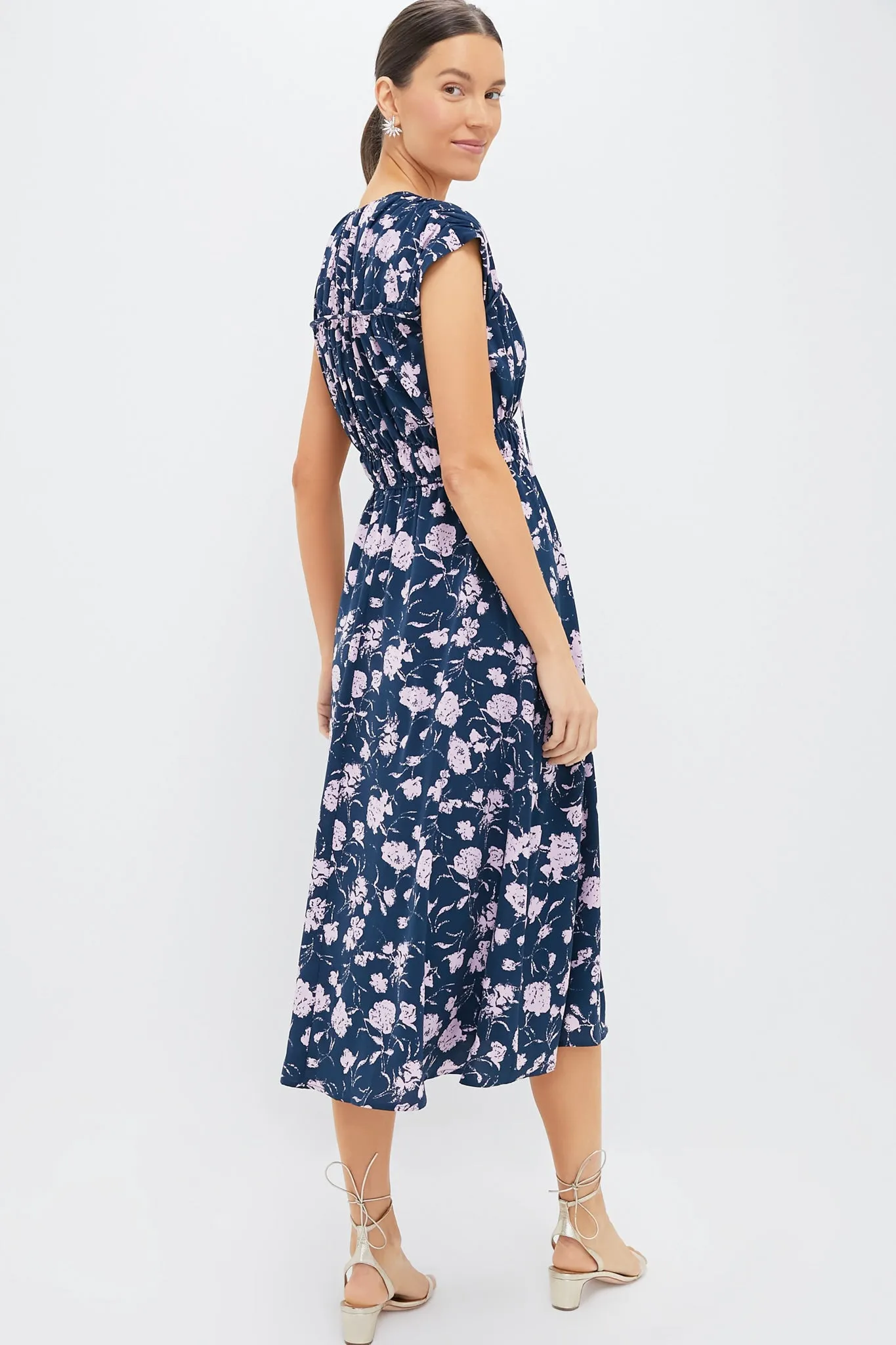 Navy & Blush Abstract Floral Amanda Midi Dress sold by Hyacinth House product image thumbnail 4