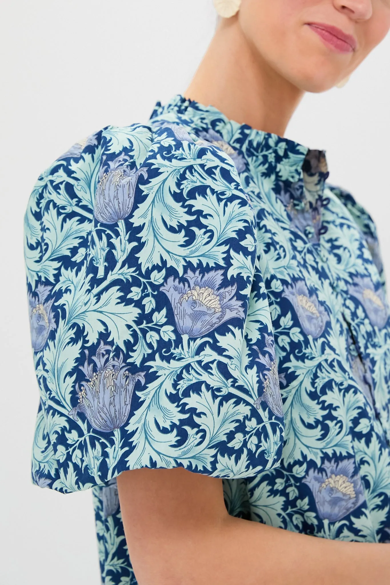 Multi Blue Leafy Floral Mimi Midi Dress sold by Hyacinth House product image thumbnail 5