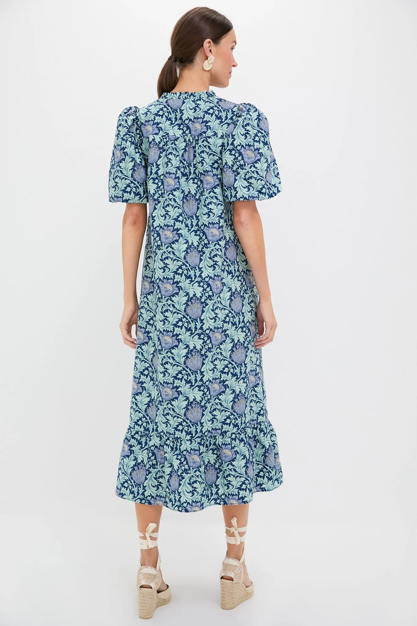 Multi Blue Leafy Floral Mimi Midi Dress sold by Hyacinth House product image thumbnail 4