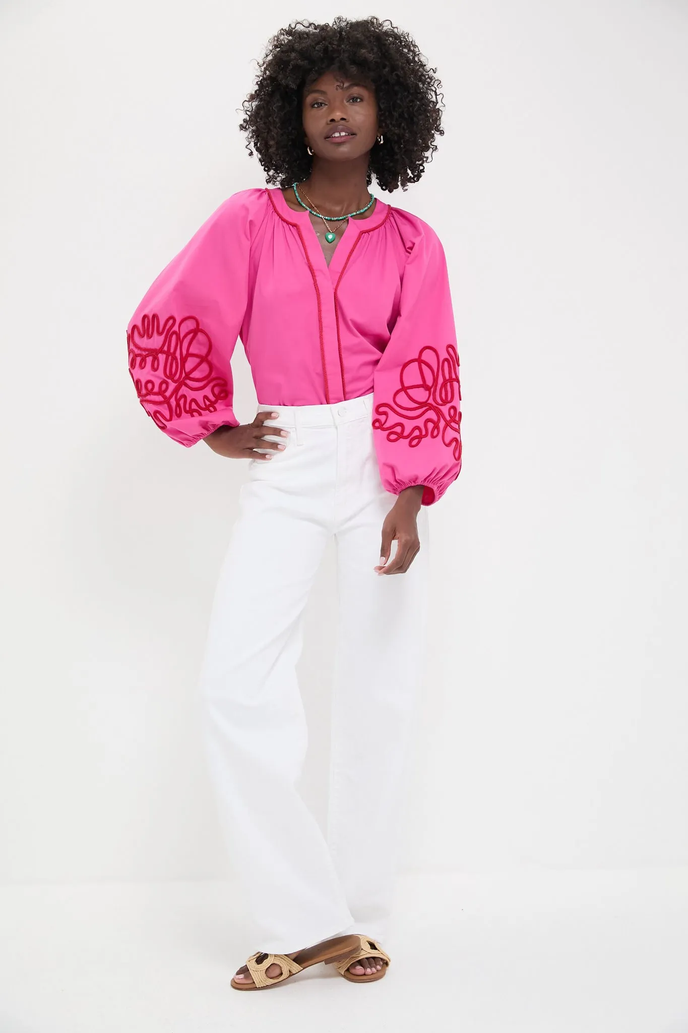 Pink & Red Soutache Stella Blouse sold by Hyacinth House product image thumbnail 5