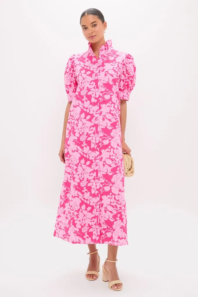 Pink Textured Floral Ruffle Collar Louisa Maxi Dress sold by Hyacinth House product image thumbnail 2