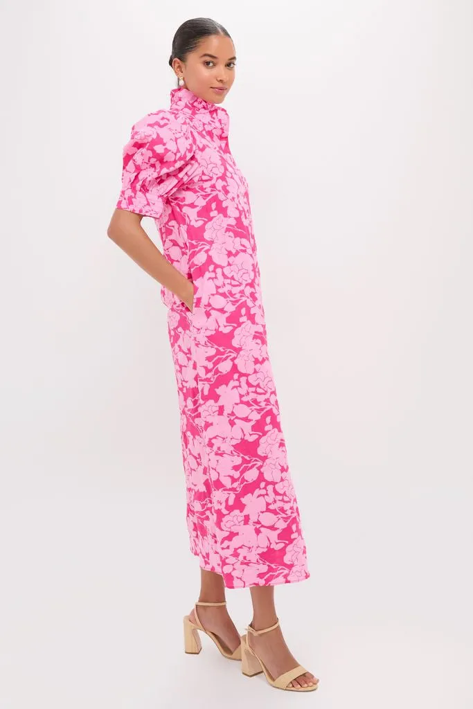 Pink Textured Floral Ruffle Collar Louisa Maxi Dress sold by Hyacinth House product image thumbnail 3