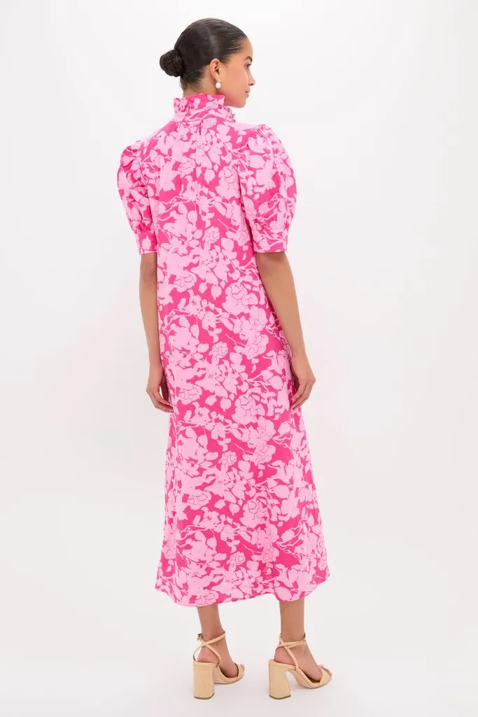 Pink Textured Floral Ruffle Collar Louisa Maxi Dress sold by Hyacinth House product image thumbnail 4