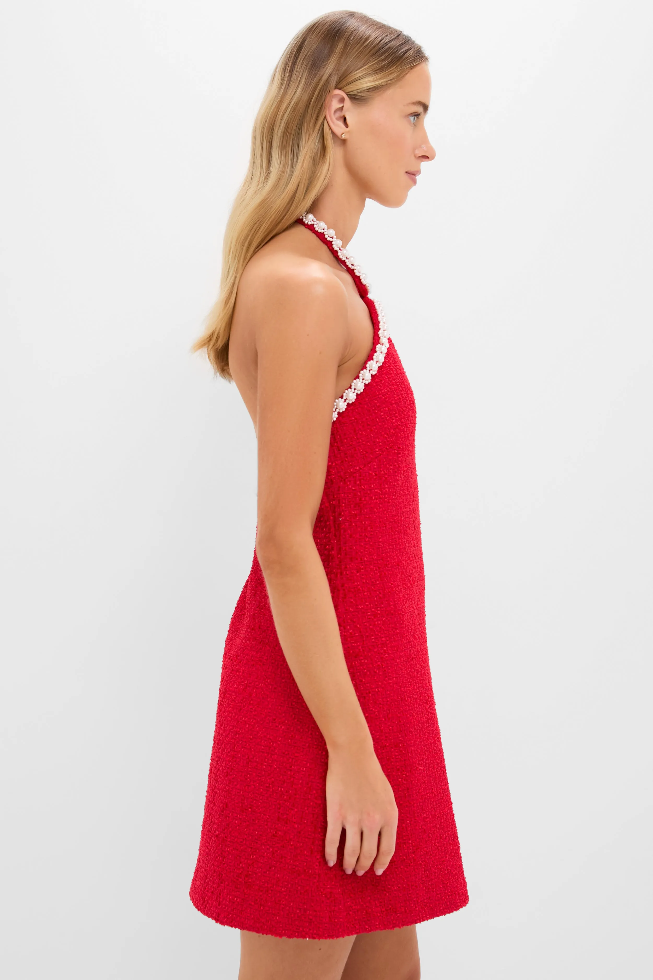 Red Tweed & Pearl Petra Mini Dress sold by Hyacinth House product image thumbnail 5