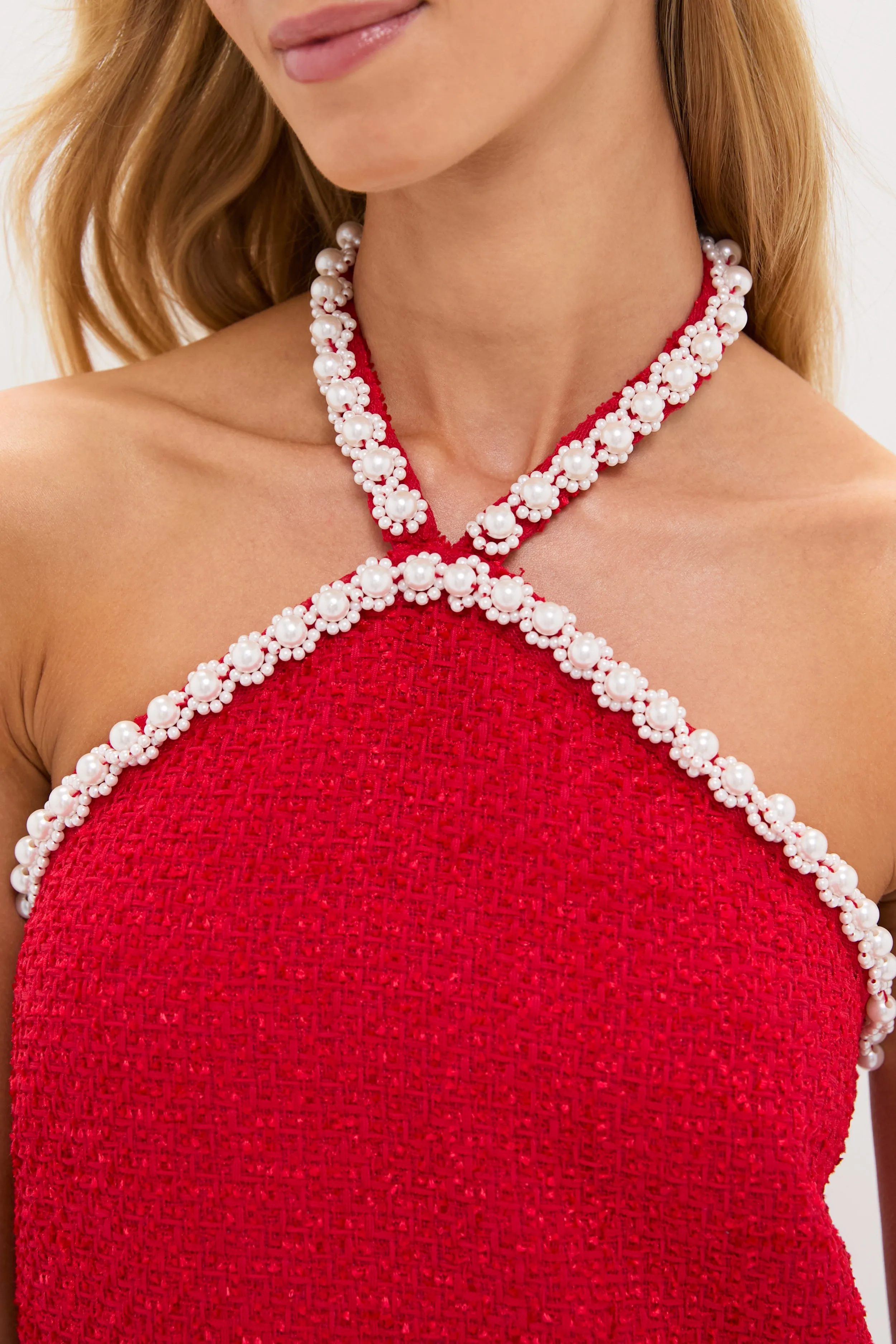 Red Tweed & Pearl Petra Mini Dress sold by Hyacinth House product image thumbnail 2