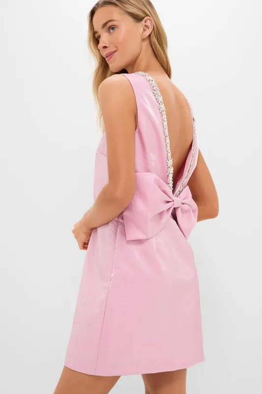 Soft Pink Bow Bella Mini Dress made by Hyacinth House