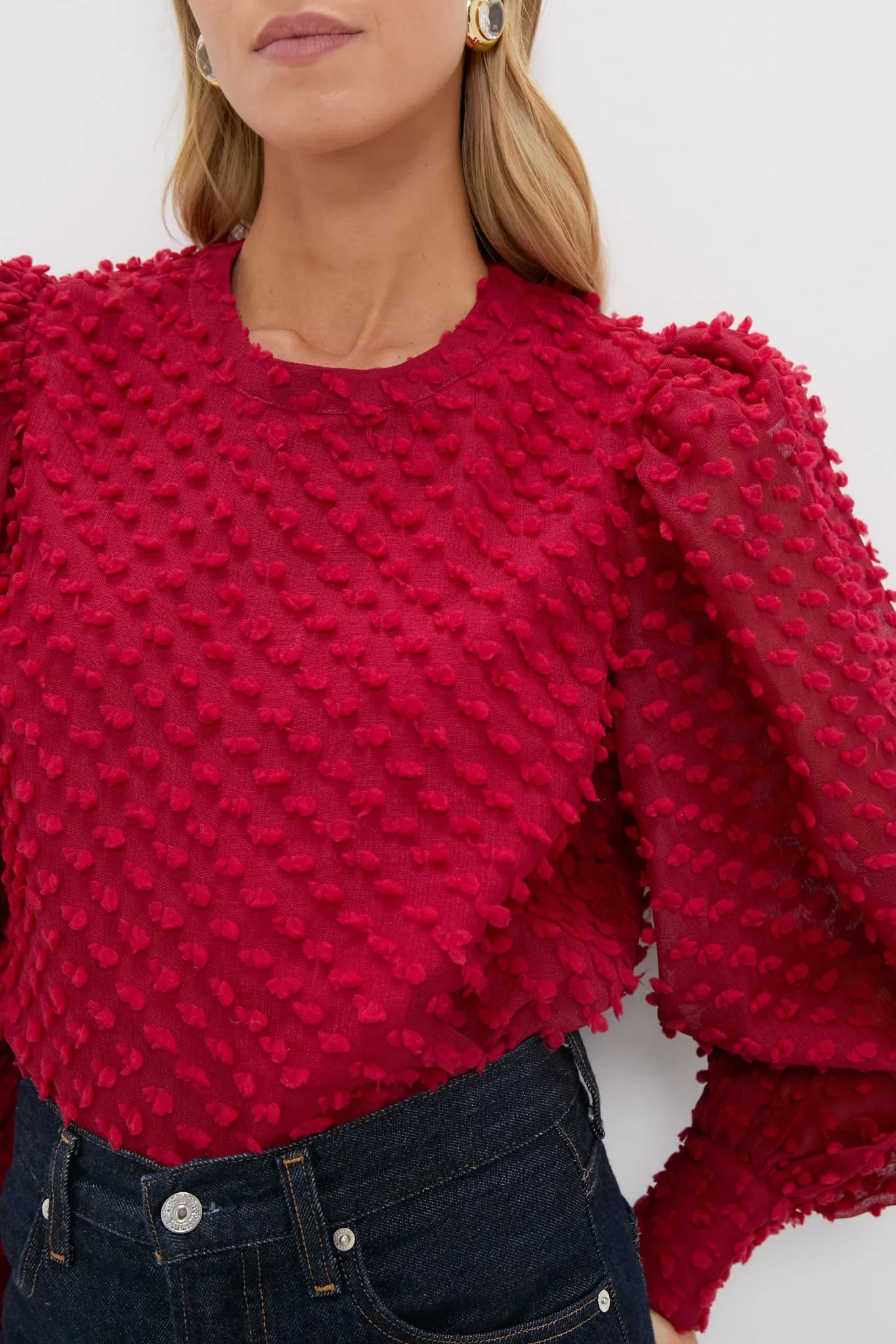 Red Textured Long Sleeve Harriet Blouse sold by Hyacinth House product image thumbnail 5