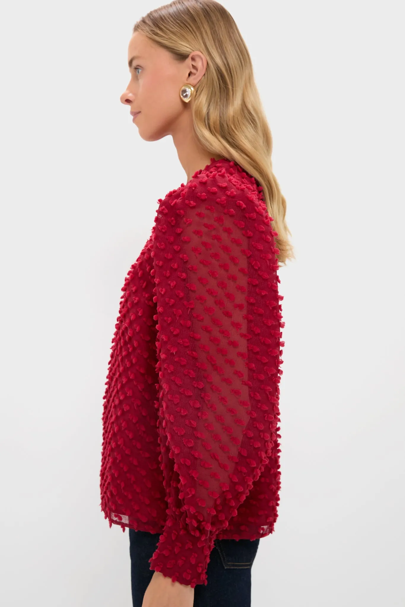 Red Textured Long Sleeve Harriet Blouse sold by Hyacinth House product image thumbnail 3