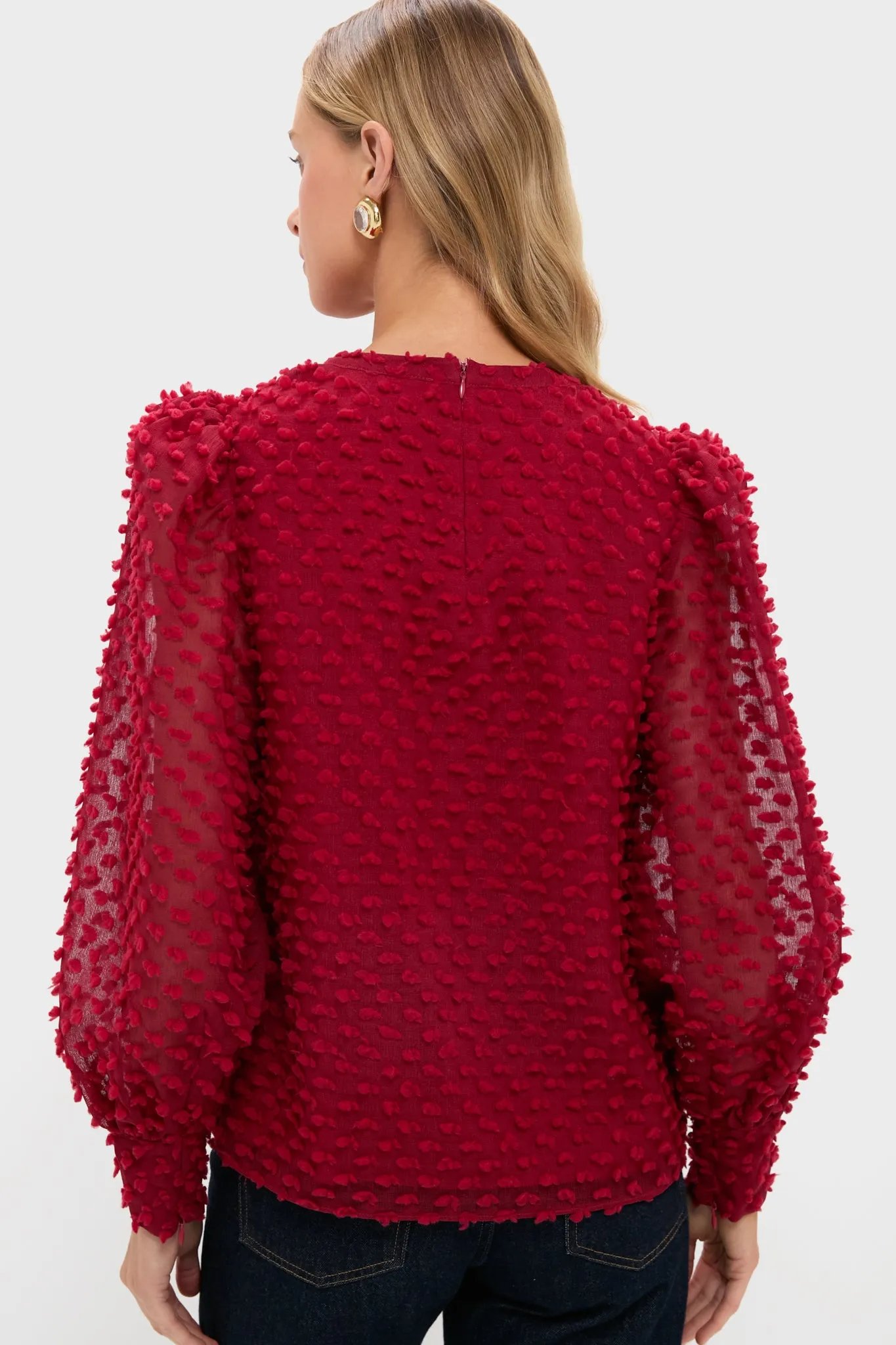 Red Textured Long Sleeve Harriet Blouse sold by Hyacinth House product image thumbnail 4